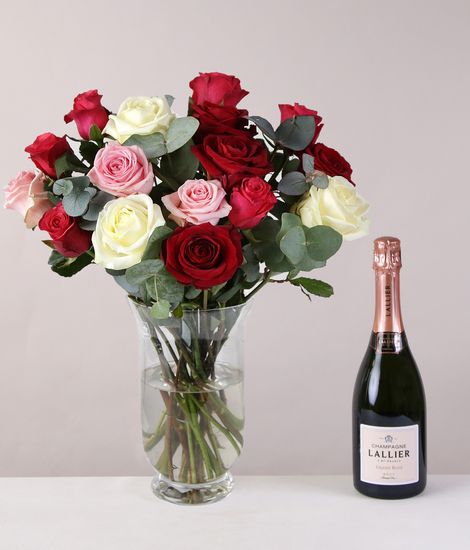Luxury Mixed Roses & Champagne